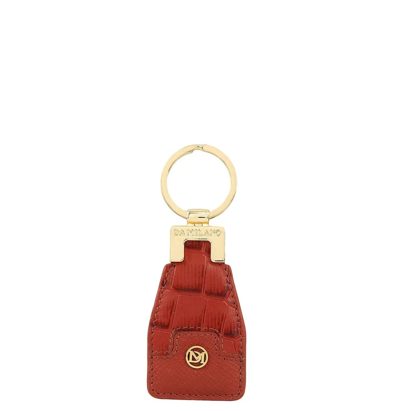 Da Milano Croco Franzy Leather Key Chain - Brick