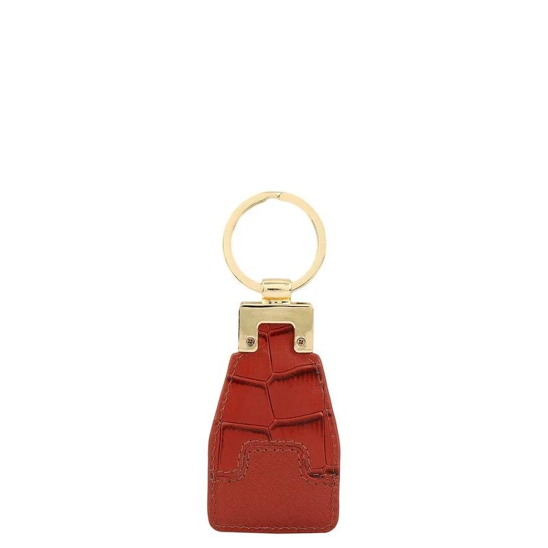 Da Milano Croco Franzy Leather Key Chain - Brick