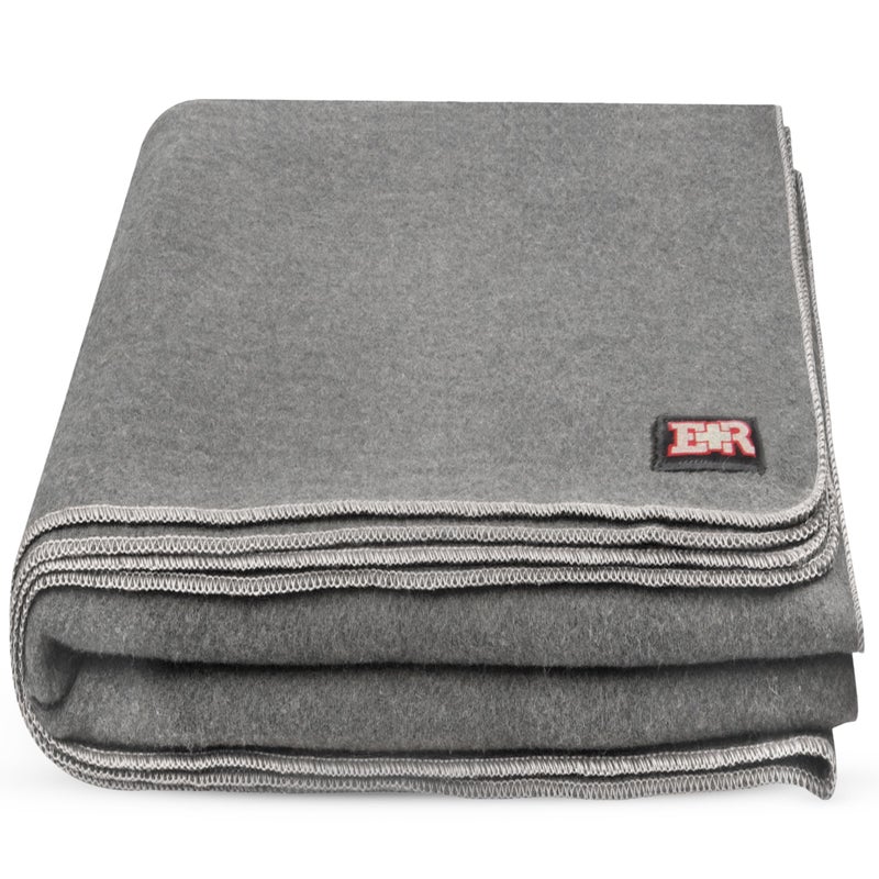 Military Wool Blanket  95 Wool Washable Perfect for Outdoors Picnics Travel Car  Bushcraft Emergency Blanket 96 x 108 845 lbs  Grey  King Size