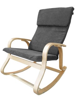 Moon Home and more.. Modern Bentwood Rocking Chair Chenille Fabric Upholstered Relax Rocker Lounge Chair Grey  - Image 1