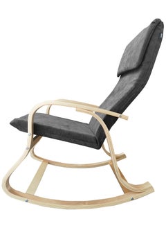 Moon Home and more.. Modern Bentwood Rocking Chair Chenille Fabric Upholstered Relax Rocker Lounge Chair Grey  - Image 4