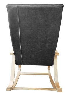 Moon Home and more.. Modern Bentwood Rocking Chair Chenille Fabric Upholstered Relax Rocker Lounge Chair Grey  - Image 5