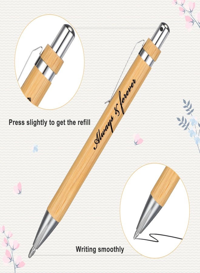 Fumete 36 Pieces Wedding Gift Bridal Shower Pens Together Always and Forever Pens Black Ink Bamboo Retractable Ballpoint Pen Fine Engraving Pen for Wedding Bridal Shower Proposal Bachelor Party Favors - Image 3