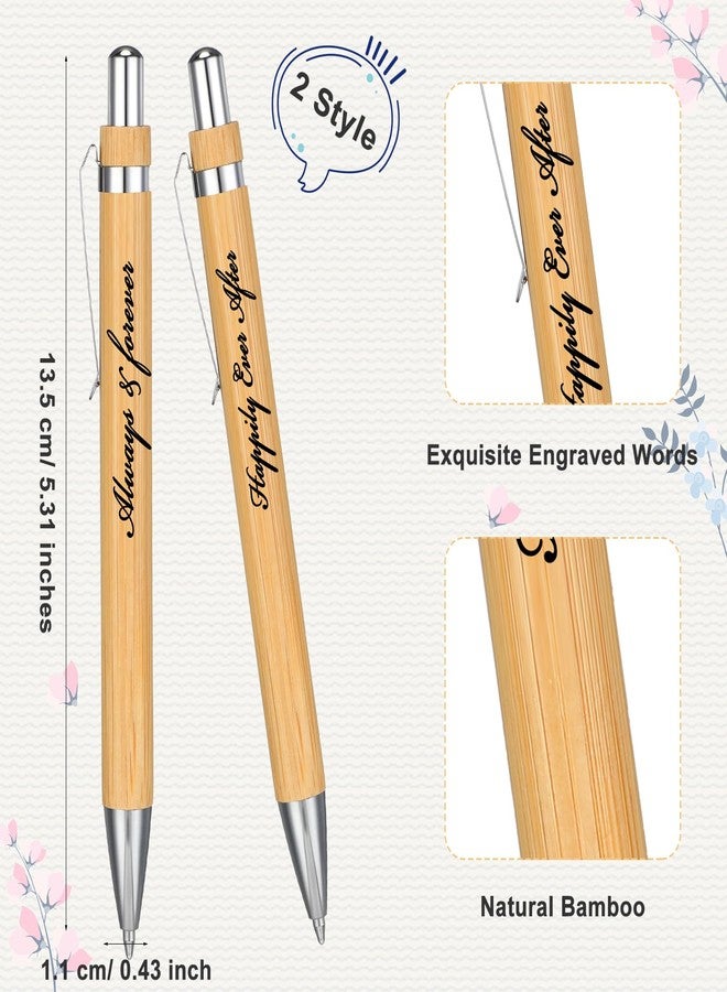 Fumete 36 Pieces Wedding Gift Bridal Shower Pens Together Always and Forever Pens Black Ink Bamboo Retractable Ballpoint Pen Fine Engraving Pen for Wedding Bridal Shower Proposal Bachelor Party Favors - Image 2