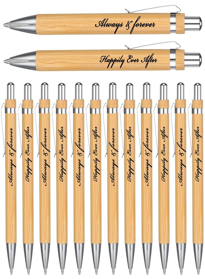 Fumete 36 Pieces Wedding Gift Bridal Shower Pens Together Always and Forever Pens Black Ink Bamboo Retractable Ballpoint Pen Fine Engraving Pen for Wedding Bridal Shower Proposal Bachelor Party Favors - Image 1