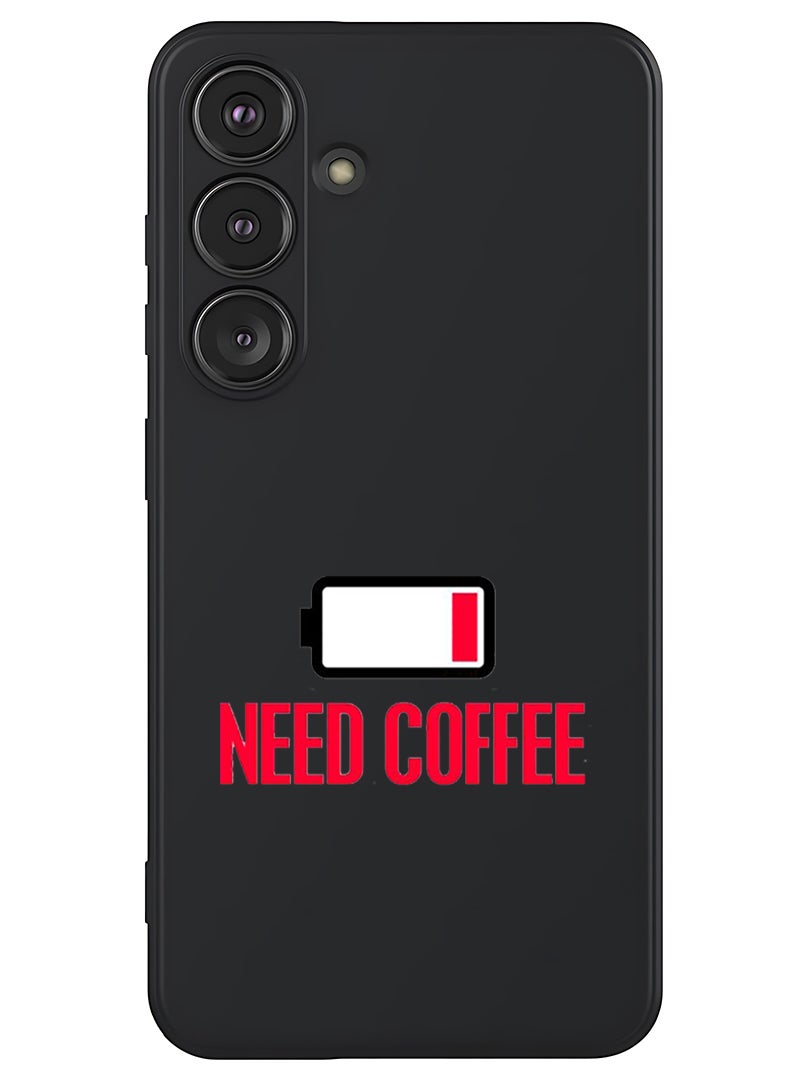 Theodor Protective Slim Fit Case Liquid Silicone Cover with Full Body Protection Anti-Scratch Shockproof Case For Samsung Galaxy S25 Plus (Black) - Need Coffee - Image 1