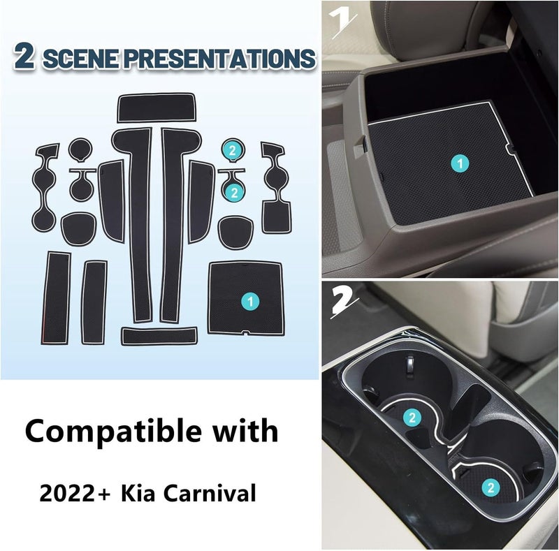 RUIYA 2025 Carnival Door Slot Mats for Kia Carnival - 17 PCS Anti-Slip Interior Mats - Image 3