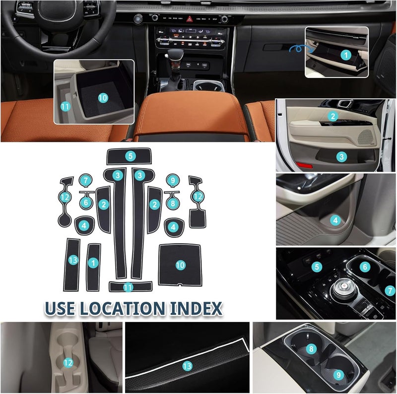 RUIYA 2025 Carnival Door Slot Mats for Kia Carnival - 17 PCS Anti-Slip Interior Mats - Image 2