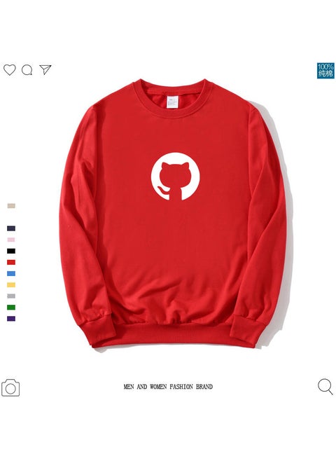 GitHub Octocat Geek Code Print Unisex Sweatshirt red