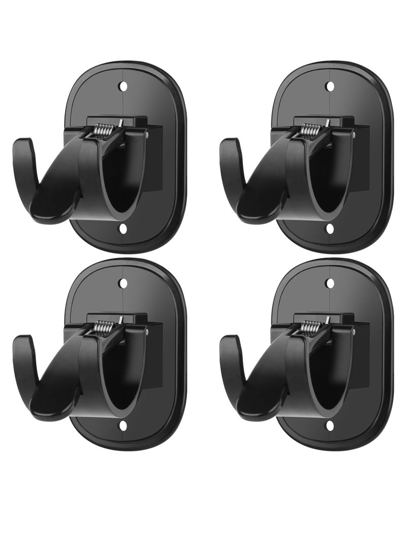 Universal Self Adhesive Curtain Rod Brackets Set of 4, Versatile Plastic Holders for Easy Installation in Any Room, Ideal for Bathroom Bedroom Living Room Kitchen, Sleek Black Design - Image 1