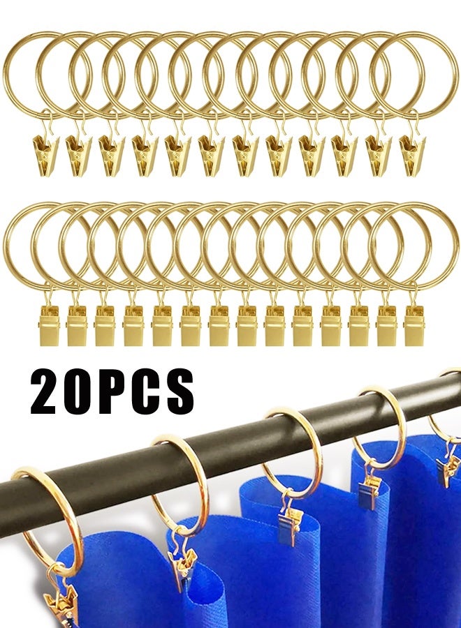 20 حلقة الستائر الذهبية 1.26 بوصة مع مقبضات - Image 1