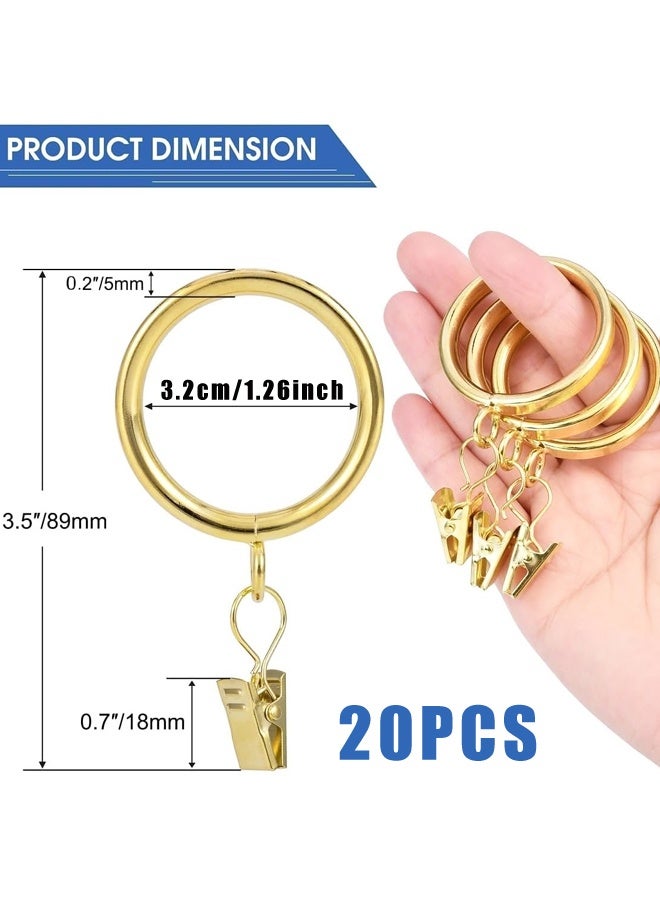 20 حلقة الستائر الذهبية 1.26 بوصة مع مقبضات - Image 2