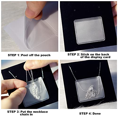 Temlum Necklace Chain Adhesive Pouch for Necklace Display Cards, Self-Adhesive Necklace Chain Pockets Clear Jewelry Bags Necklace Chain Pouch to Hold Loose Chain Jewelry Supplies (100 pcs) - Image 5