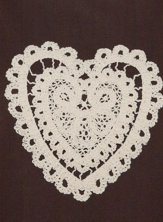 2Xtremz 2Xtremz Regular Fit Cotton T-shirt with Crochet Detail