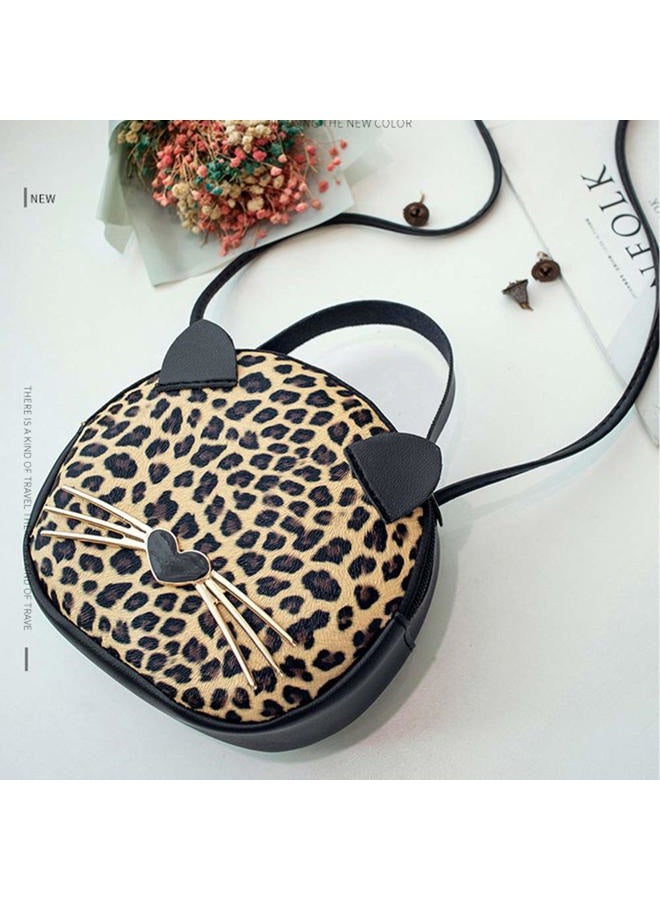 JienClound Cute Cat Purse Leopard Crossbody Bag Mini Shoulder Bag Handbags for Kids Women Teens Girls (Brown) - Image 2