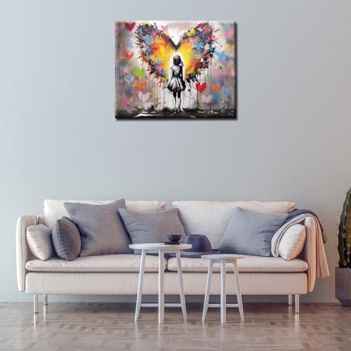 Tucocoo Street Graffiti Love Heart Paint by Number for Adults Canvas Beginner to Advanced Number Painting Kit Include Acrylic Paints&Paintbrush,Banksy Art Home Wall Decor16x20inch No Frame - Image 2
