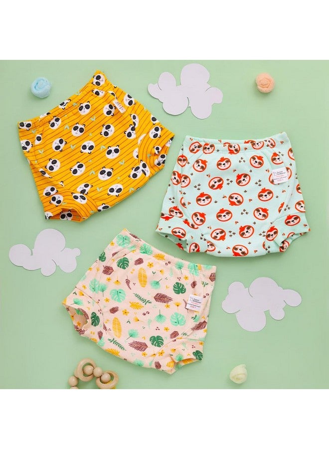 سوبربوتمز ملابس داخلية مبطنة من SuperBottoms للأطفال الصغار/الرضع في مرحلة النمو | بثلاث طبقات من الحشو القطني وطبقة Super DryFeel | ملابس داخلية للتدريب على استخدام المرحاض ووقت خالٍ من الحفاضات (Jungle Jam، المقاس: 0، عبوة من 3 قطع) - Image 2