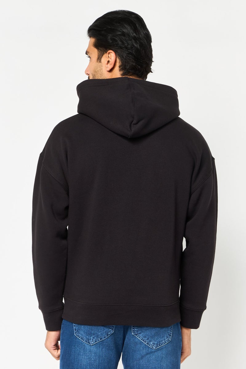 Celio Men Embroidered Long Sleeve Hoodie, Black - Image 3