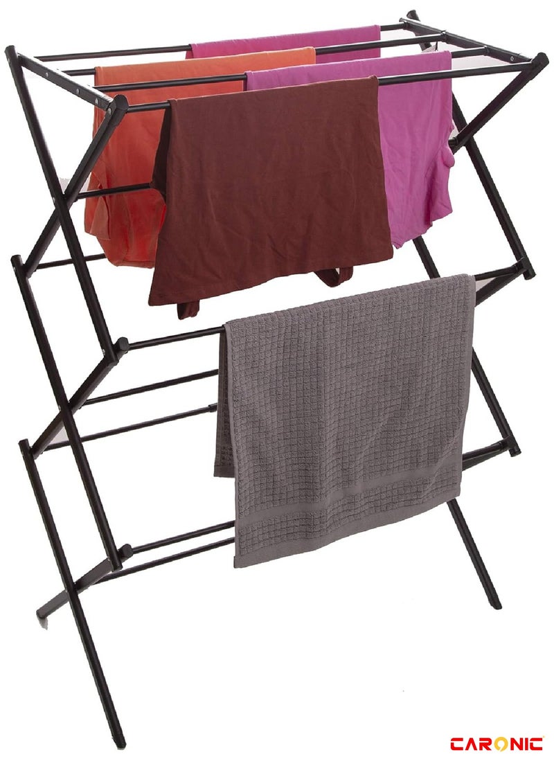 CARONIC Expandable And Foldable Clothes Drying Stand Clothes Rack For Air Drying Clothing Sturdy Durable Clothes Dryer Laundry Drying Stand For Indoor Outdoor Balcony Black  - Image 3