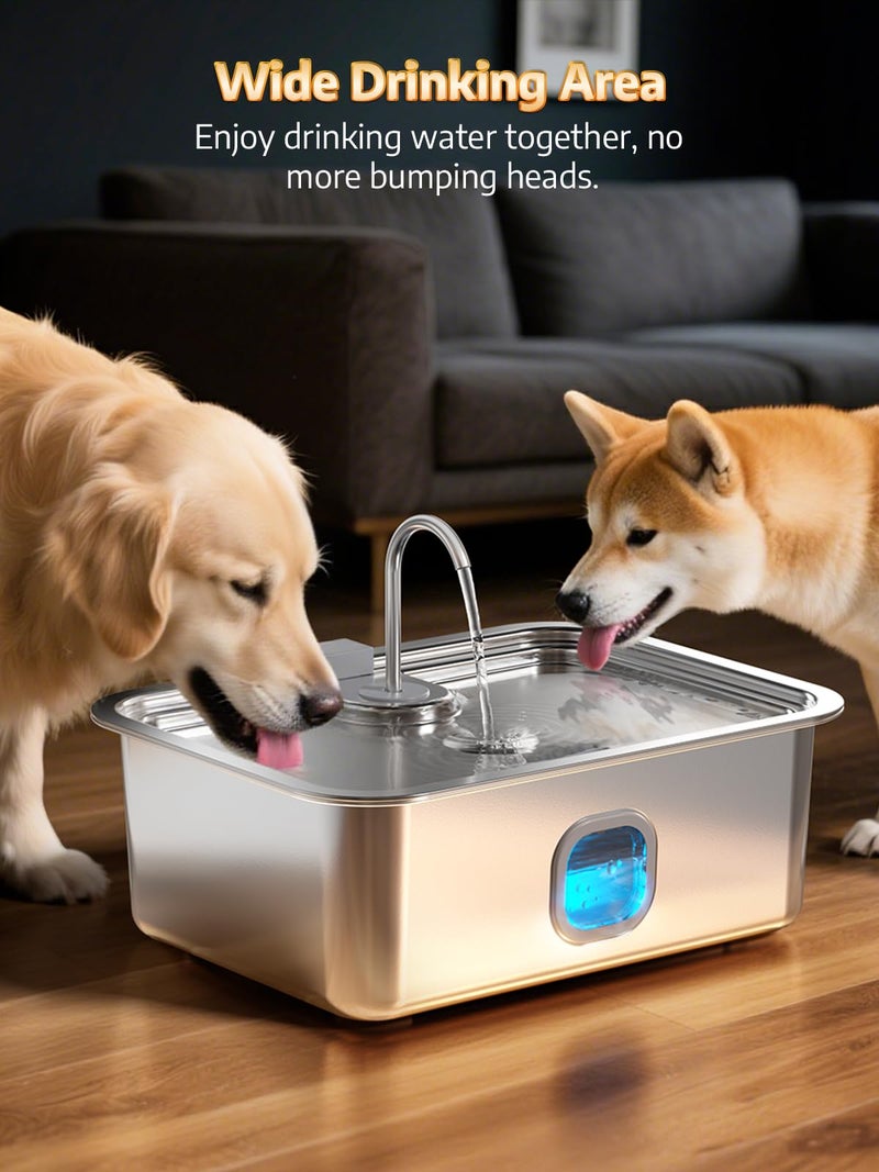 MAILOFY 4.2Gal Dog Water Fountain for Large Dogs, 16L Stainless Steel Large Dog Fountain Water Bowl with Deeper & Wider Drinking Tray, Automatic Pet Water Dispenser with Visible Window for Multi-Pets Families - Image 5