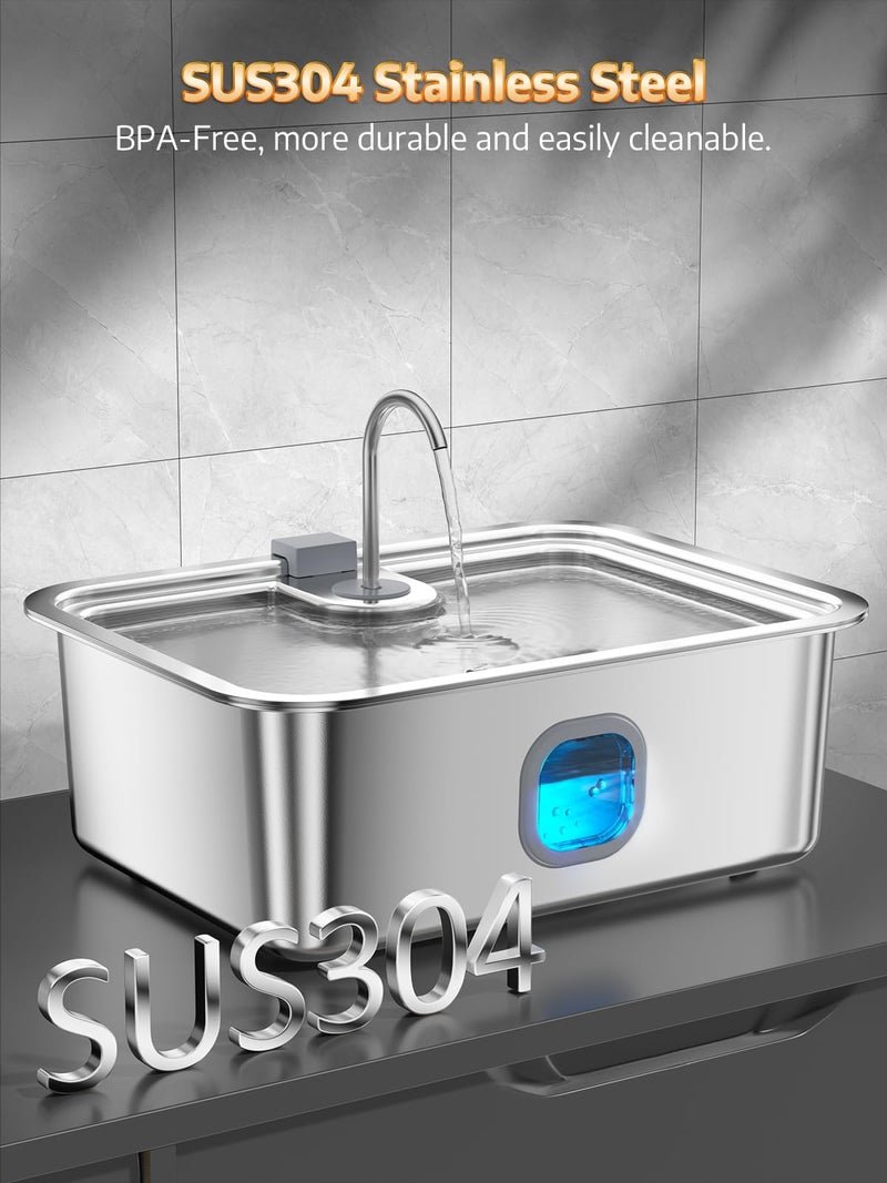 MAILOFY 4.2Gal Dog Water Fountain for Large Dogs, 16L Stainless Steel Large Dog Fountain Water Bowl with Deeper & Wider Drinking Tray, Automatic Pet Water Dispenser with Visible Window for Multi-Pets Families - Image 4