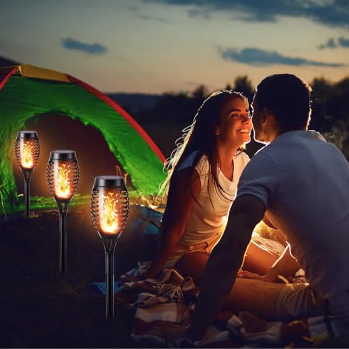 Albelt Acrylonitrile Butadiene Styrene 12 Pack Outdoor Solar LED Torch Lights with Flickering Flame for Garden Decor, Super Bright Waterproof for Outside Landscape Yard Party Decorations - Image 3