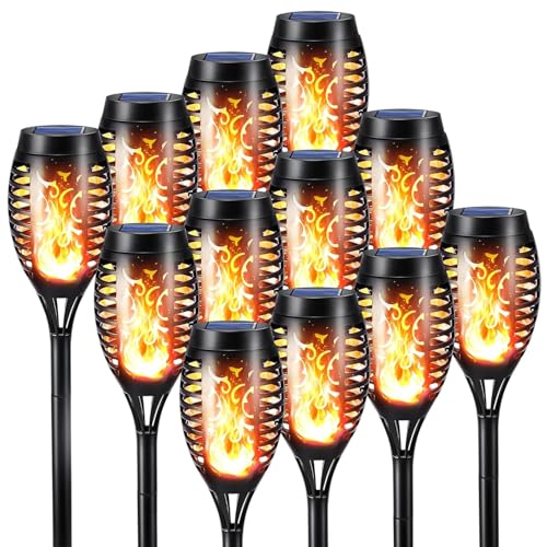 Albelt Acrylonitrile Butadiene Styrene 12 Pack Outdoor Solar LED Torch Lights with Flickering Flame for Garden Decor, Super Bright Waterproof for Outside Landscape Yard Party Decorations - Image 1