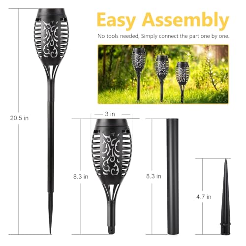 Albelt Acrylonitrile Butadiene Styrene 12 Pack Outdoor Solar LED Torch Lights with Flickering Flame for Garden Decor, Super Bright Waterproof for Outside Landscape Yard Party Decorations - Image 4