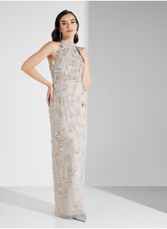 Adrianna Papell Beaded Halter Neck Dress  - Image 4