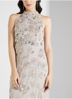 Adrianna Papell Beaded Halter Neck Dress  - Image 3