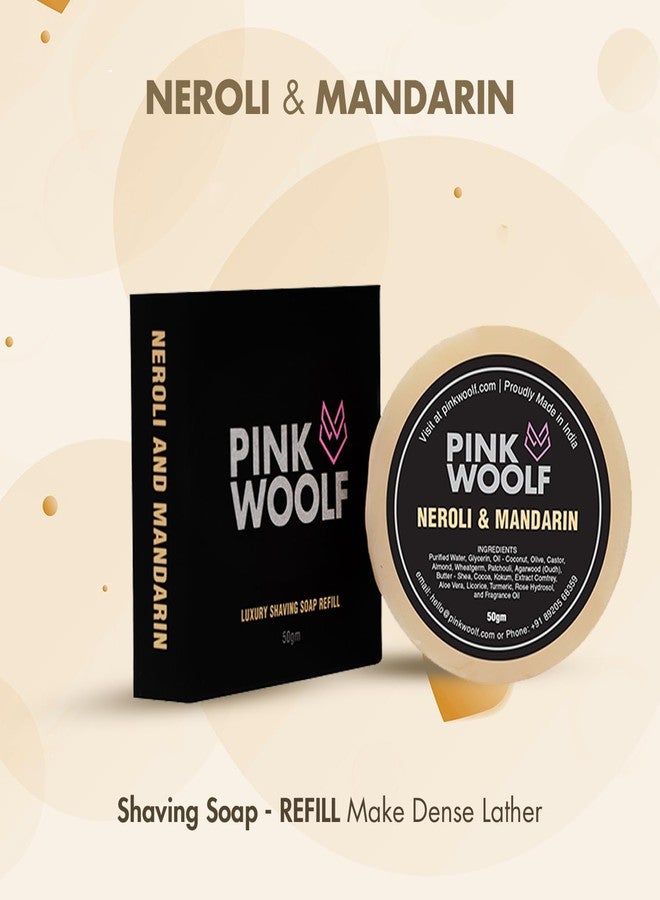 Pink Woolf Velvet Soft Bristle Shaving Brush & Soap Combo | Neroli & Mandarin 50g (REFILL) | Classic Wet Shaving Kit for A Superior Grooming Experience (Pack of 2) - Image 3