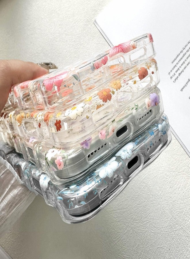 RALEAVO جراب RALEAVO مزين بالزهور لهاتف iPhone 17 Pro Max، جراب شفاف مزين بالزهور بتصميم مموج أنيق، غطاء مموج مقاوم للصدمات، غطاء واقٍ ناعم ونحيف من مادة TPU لهاتف iPhone 17 Pro Max - زهرة صفراء - Image 5