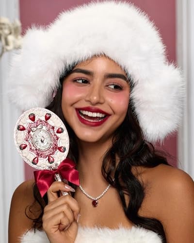 Flower Knows Strawberry Cupid Hand Mirror,Vintage Handheld Mirror,Fancy & Pretty Princess Mirror with Long Handle,Gift for Girls & Women(Red Velvet) - Image 4