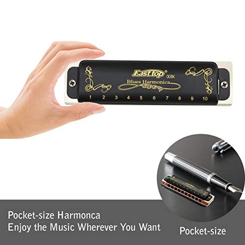East top Diatonic Harmonica Key of A 10 Holes 20 Tones 008K Mouth Organ with Black Cover, Top Grade Harmonica for Adults, Professionals and Students - Image 4