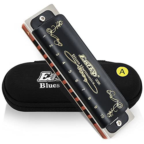 East top Diatonic Harmonica Key of A 10 Holes 20 Tones 008K Mouth Organ with Black Cover, Top Grade Harmonica for Adults, Professionals and Students - Image 1