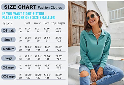 Samefar Plus Size Women's Fashion 2025 Quarter Zip Fleece Sweatshirts Pullover Loose Fit Long Sleeve Tunic Tops Work Blue 2XL - Image 5