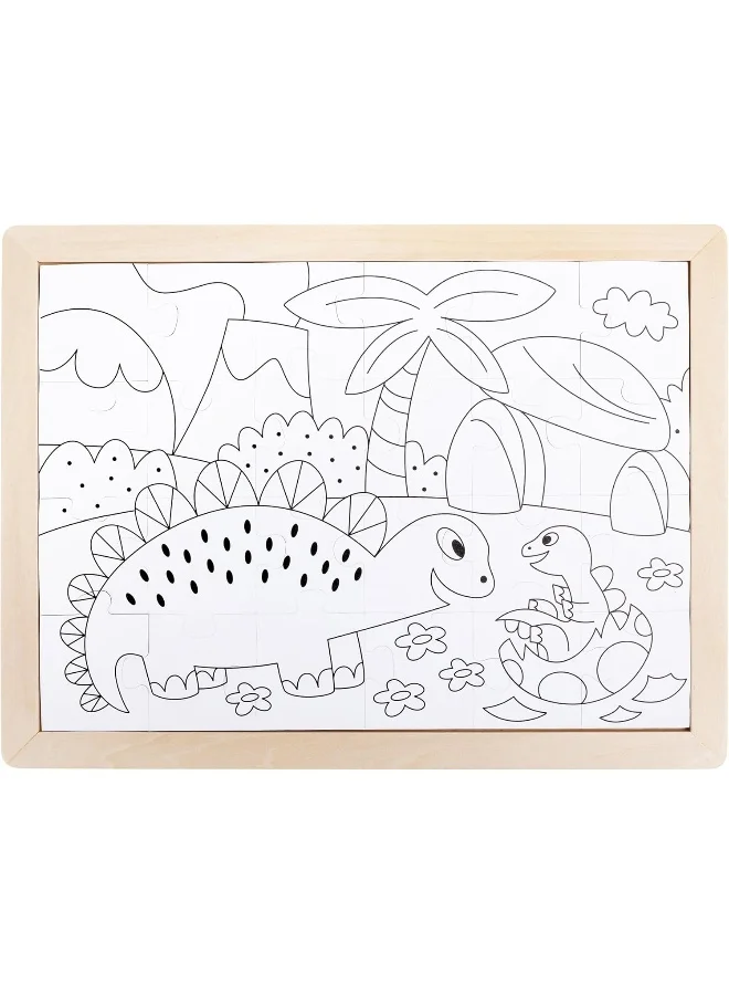 Hape Dino Puzzle | Educational Double Sided Colouring Jigsaw Puzzle For Kids, 24 Piece | 3Y+