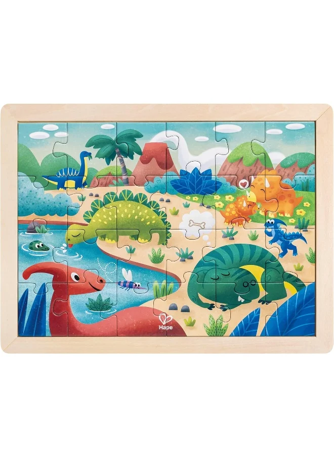 Hape Dino Puzzle | Educational Double Sided Colouring Jigsaw Puzzle For Kids, 24 Piece | 3Y+
