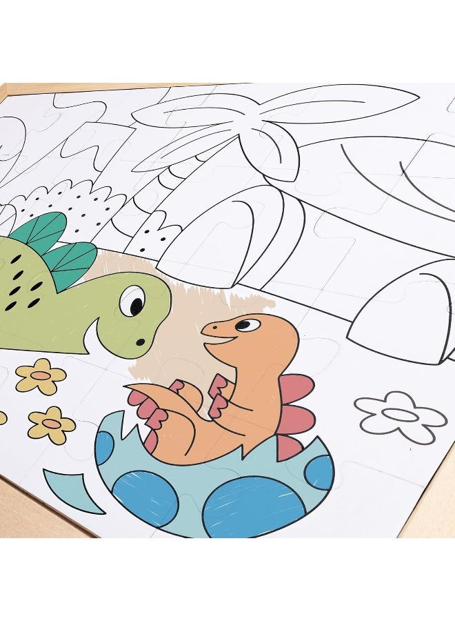 هيب بازل الديناصورات التعليمي وجهين للتلوين للأطفال 24 قطعة - Image 3