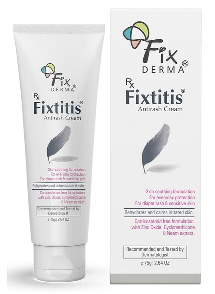 FIXDERMA 15% zinc oxide Fixtitis Anti Rash Cream | Diaper rash cream for baby | Softening the Rough Skin, Soothing and Healing | Rash Cream for Sensitive Skin - 75 gm - Image 1