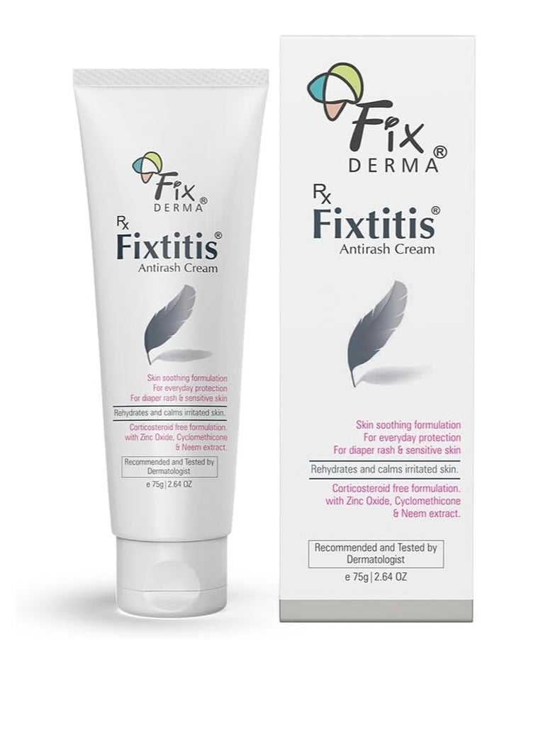 FIXDERMA 15% zinc oxide Fixtitis Anti Rash Cream | Diaper rash cream for baby | Softening the Rough Skin, Soothing and Healing | Rash Cream for Sensitive Skin - 75 gm - Image 1