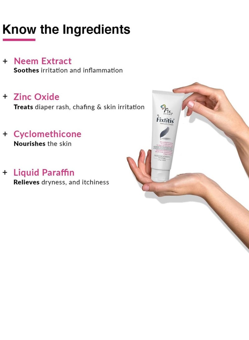 FIXDERMA 15% zinc oxide Fixtitis Anti Rash Cream | Diaper rash cream for baby | Softening the Rough Skin, Soothing and Healing | Rash Cream for Sensitive Skin - 75 gm - Image 4