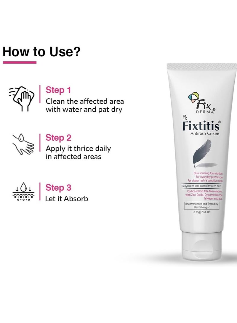 FIXDERMA 15% zinc oxide Fixtitis Anti Rash Cream | Diaper rash cream for baby | Softening the Rough Skin, Soothing and Healing | Rash Cream for Sensitive Skin - 75 gm - Image 5