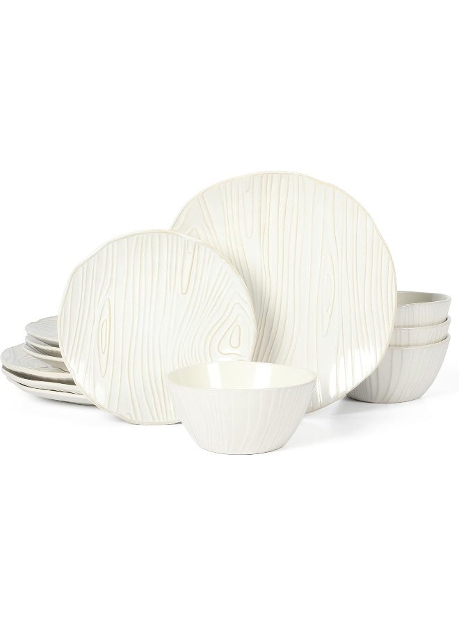 Martha stewart Martha Stewart Wood Look Reactive Stoneware Dinnerware Set Service for 4 12pcs  - Image 1