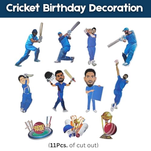 FI - FLICK IN Cricket Birthday Decorations For Boys 56 Pcs Indian Cricket Theme Happy Birthday Decoration(Pack of 56 , Multicolor) - Image 2