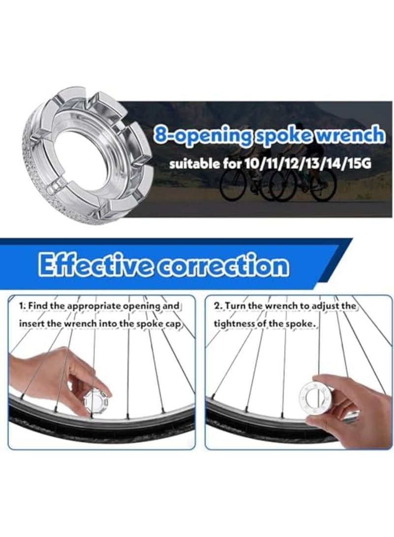 SYOSI مفتاح عزم العجلات العالمي، مجموعة مفاتيح العجلات للدراجات 5 قطع، مجموعة أدوات العجلات المحمولة لضبط توتر عجلة الدراجة، أداة صيانة احترافية للدراجات (فضي) - Image 3