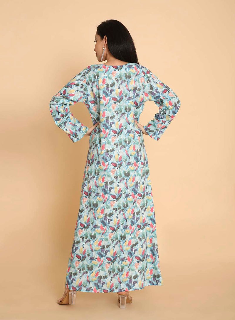 HANA & SARA Womens thread beaded long arabic kaftan jalabiya dress - Image 2