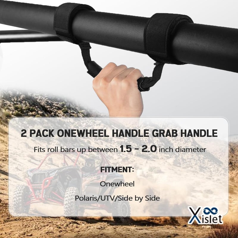 Xislet 2 Pack Grab Handles Compatible with Golf Cart Onewheel UTV Polaris RZR Can Am Maverick Replace 2858185 Universal Grab Assist - No Drill Required - Image 2