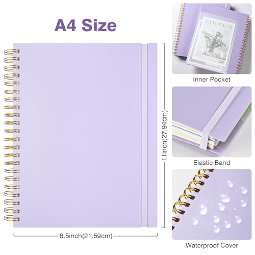 OMEYA Graph Paper Notebook: 5 Subject Graphing Notebook with Removable Dividers, 300 Pages 100gsm Thick Spiral Grid Notebooks, 5x5 Graph Ruled Paper, Large A4 Journal for School Work Women Men, 8.5" X 11" - Image 4