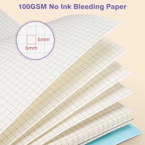 OMEYA Graph Paper Notebook: 5 Subject Graphing Notebook with Removable Dividers, 300 Pages 100gsm Thick Spiral Grid Notebooks, 5x5 Graph Ruled Paper, Large A4 Journal for School Work Women Men, 8.5" X 11" - Image 3